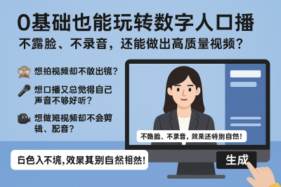 0基础也能玩转数字人口播，不露脸、不录音，还能做出高质量视频？